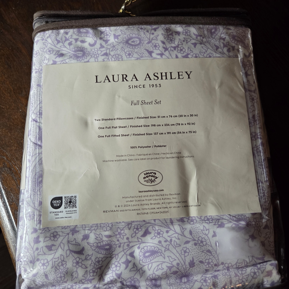 Laura Ashley Pink Bow Full Sheet Set - Picture 4 of 6